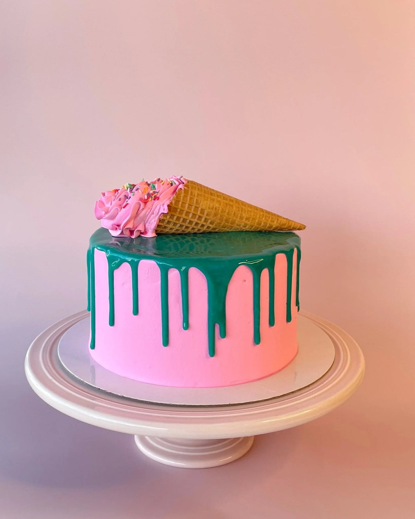 Pink and Teal Cone Cake-bannos cakes-sydney delivery