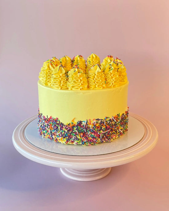 Yellow Rainbow Sprinkles Cake-bannos cakes-sydney delivery