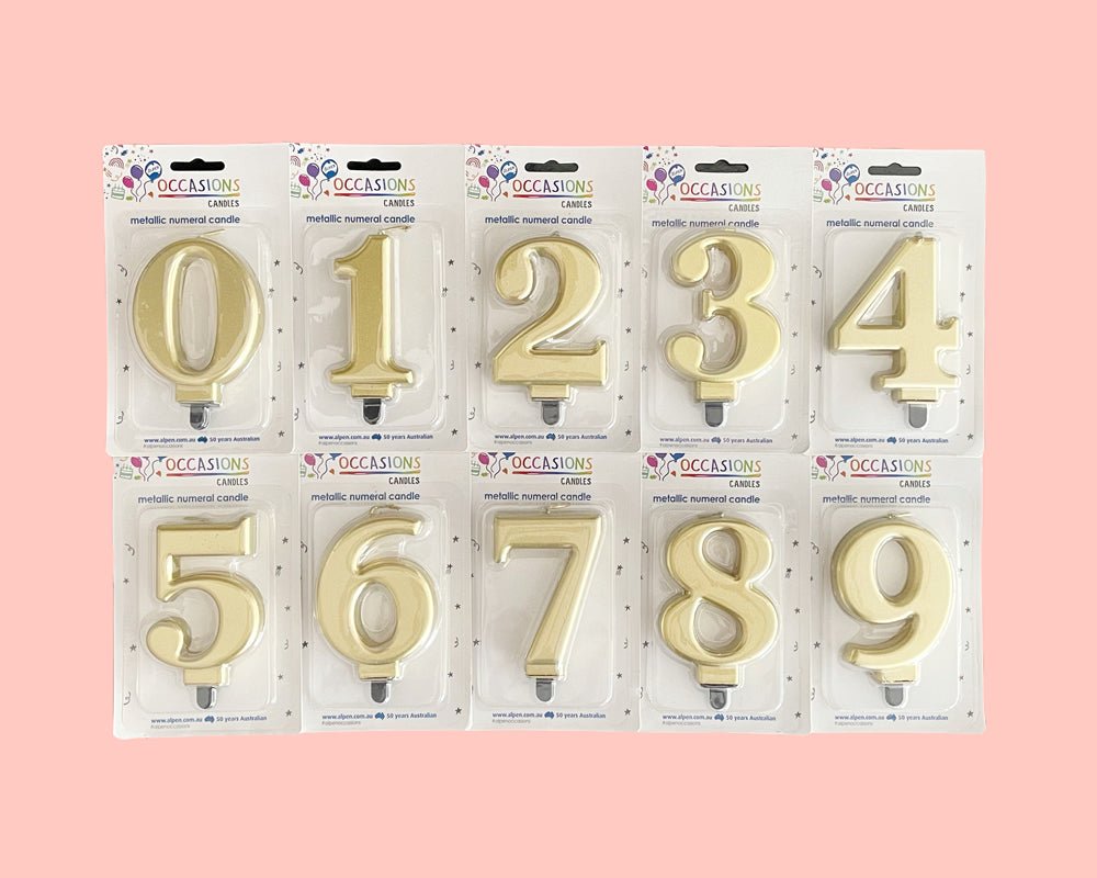 Metallic Gold Number Candles - bannos