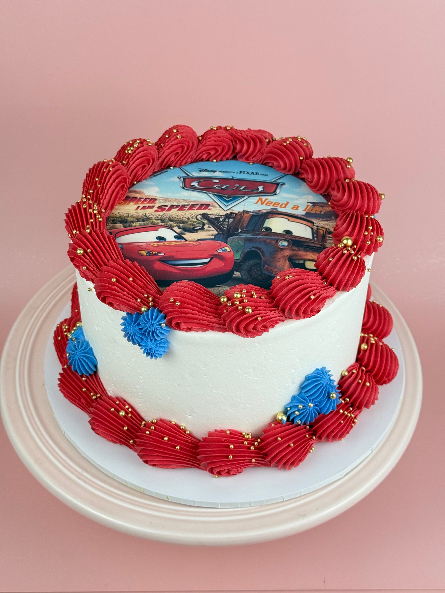 Cars Birthday Sponge Cake (Edible Topper)