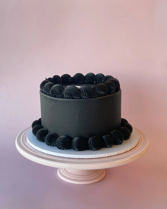 black personalise sponge cake-bannos cakes-sydney delivery.