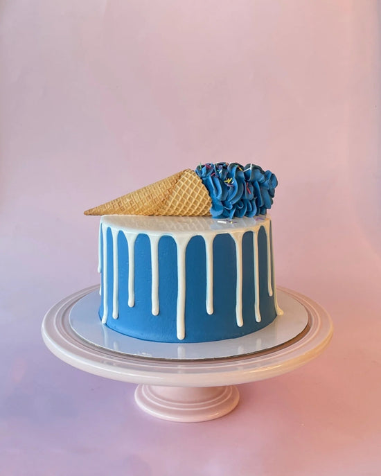 Blue and White Cone Cake