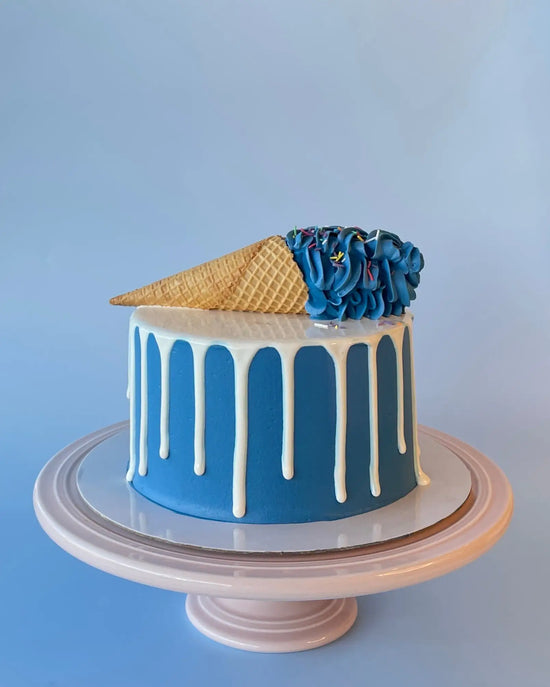 Blue and white cone gelato cake-bannos cakes-sydney delivery.