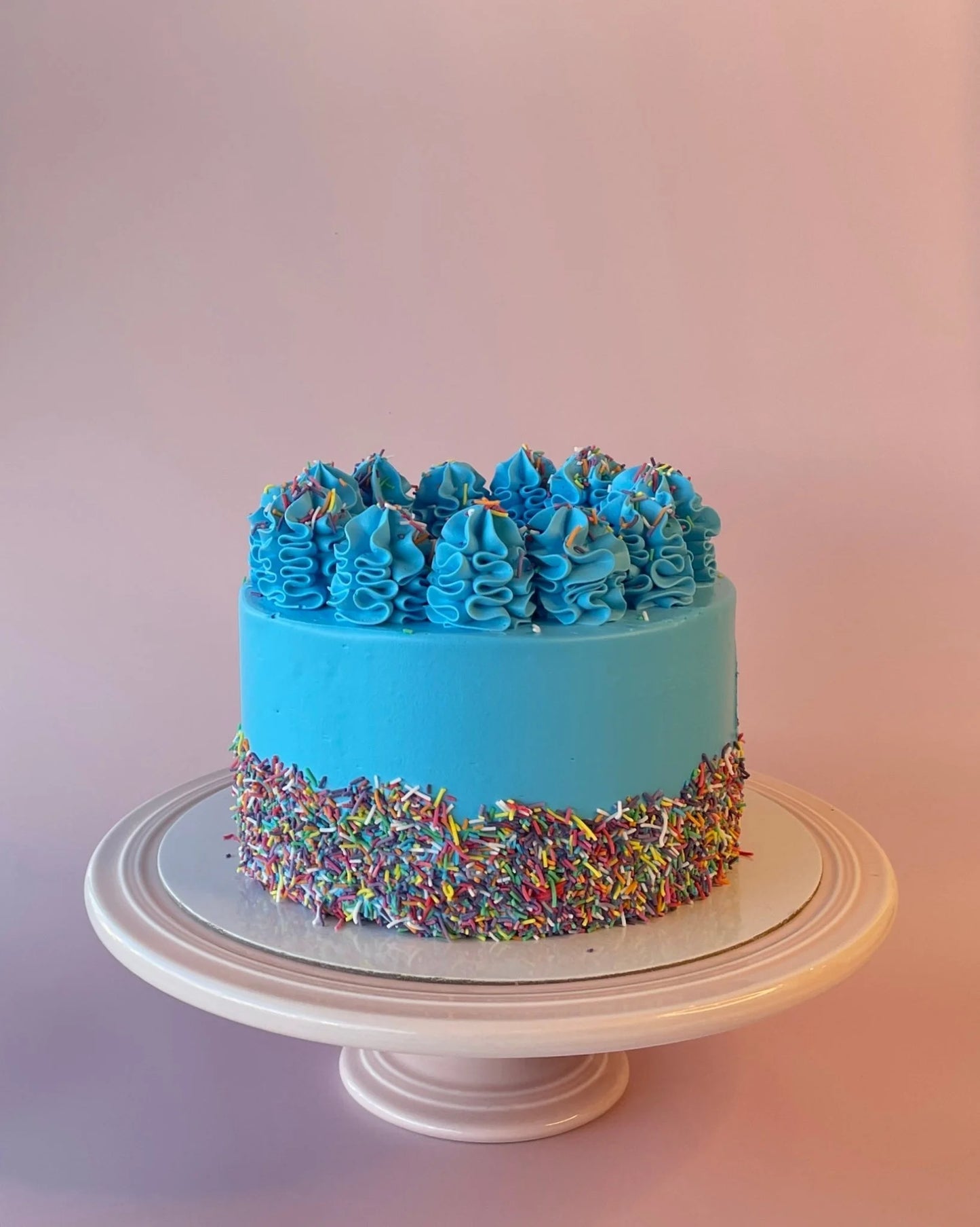 blue rainbow sprinkle sponge cake-bannos cakes-sydney delivery.