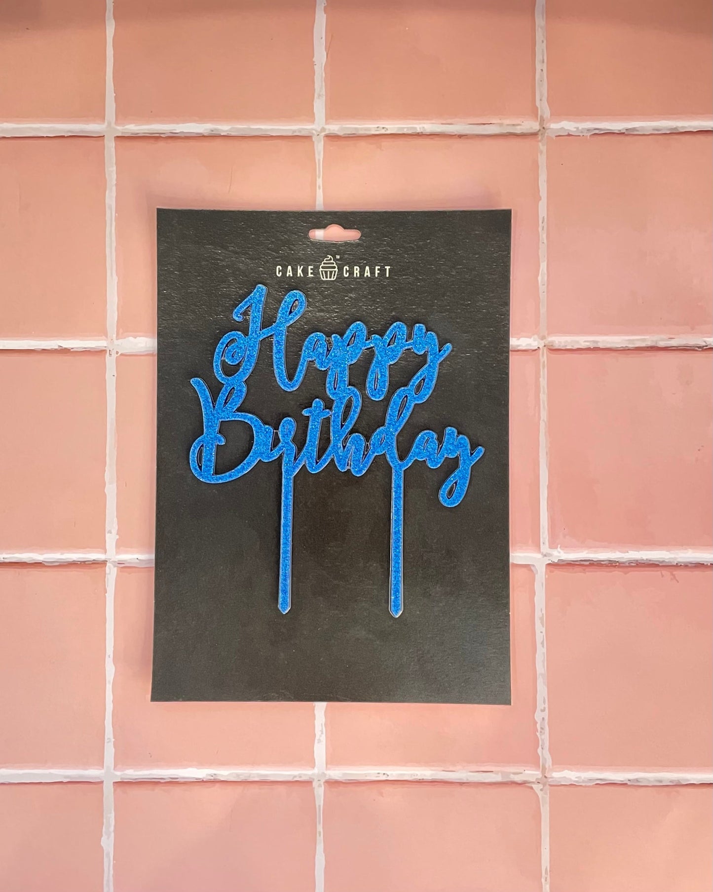 Happy Birthday Blue Glitter Topper by Bannos