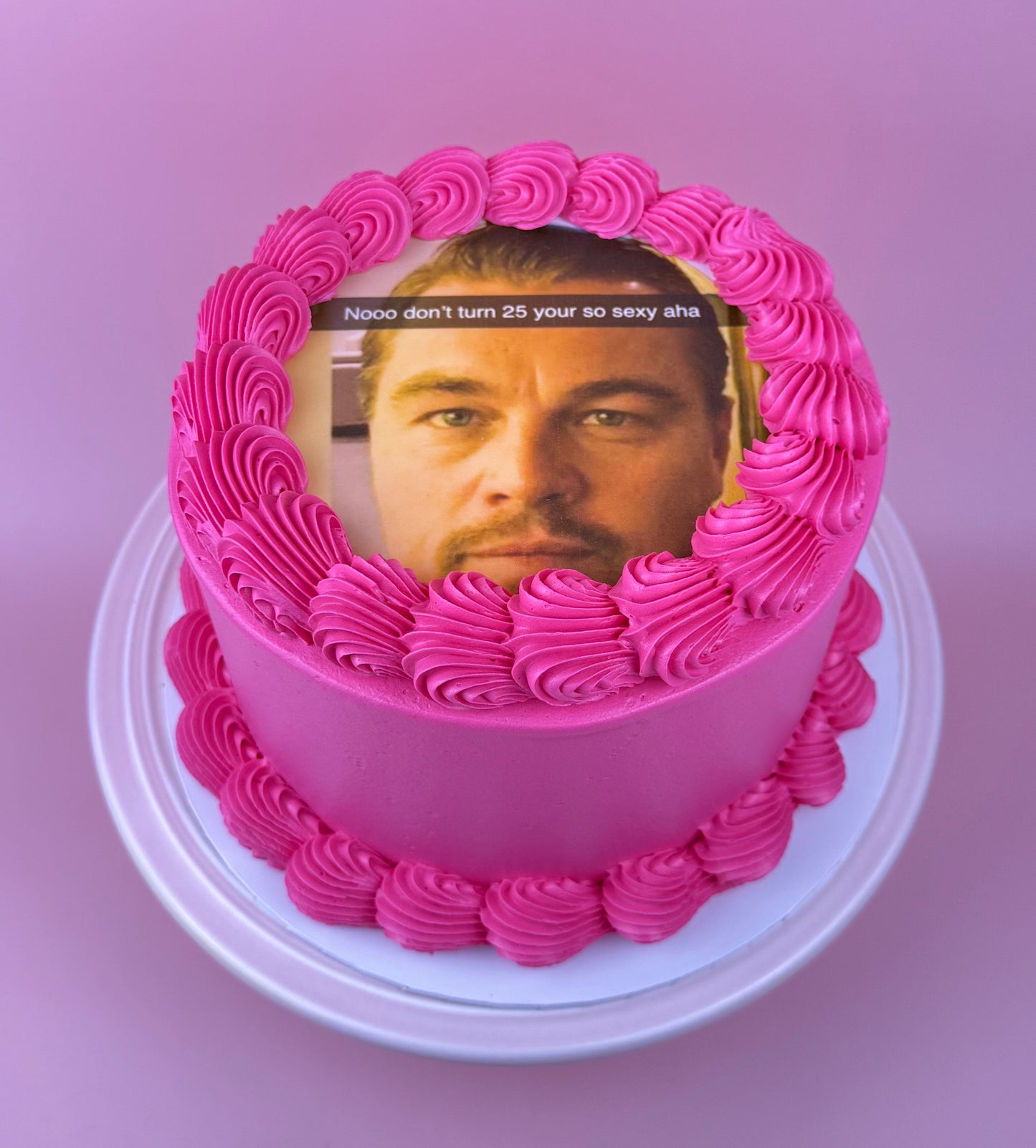 Hot Pink Image Personalised Cake by Bannos