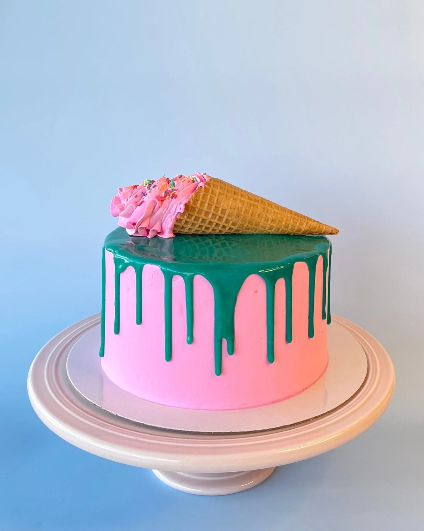 Pink and Teal Cone Gelato Cake