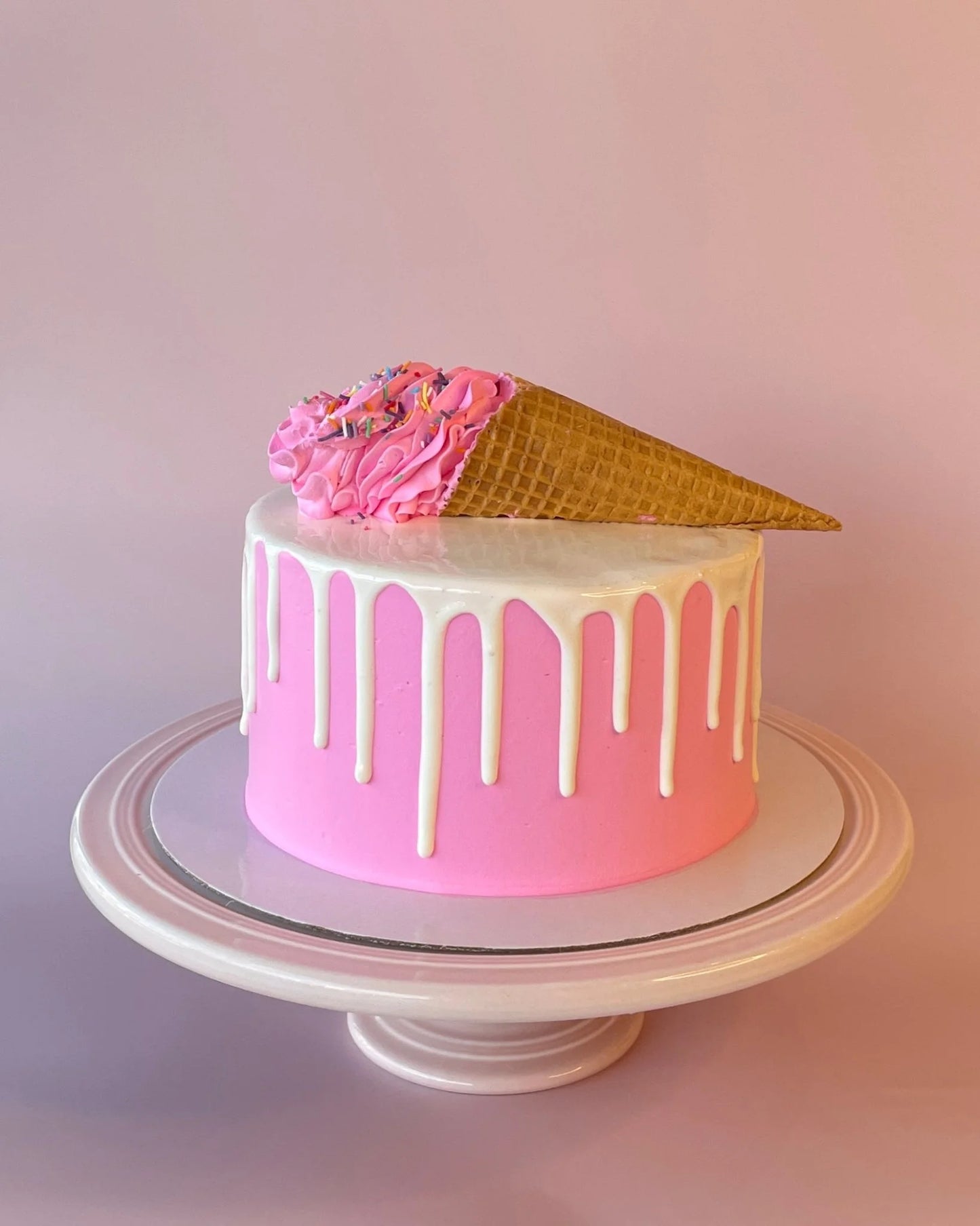 Pink and White Cone Cake - bannos cakes-sydney delivery