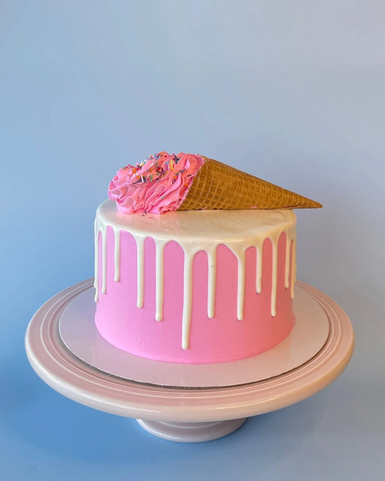 Pink and White Cone Gelato Cake