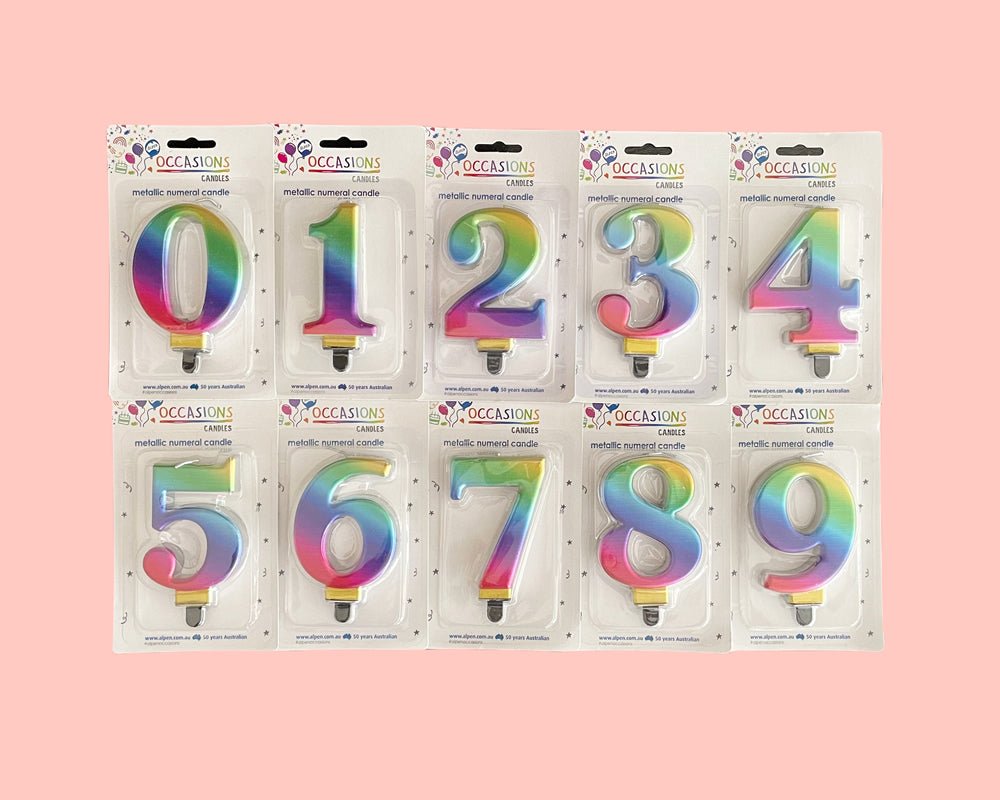 Metallic Rainbow Number Candles - bannos