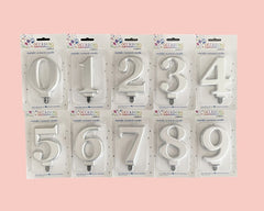 Metallic Silver Number Candles